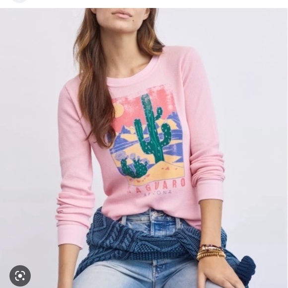 Anthropologie Tops - Back when by Anthropologie pink saguaro thermal in size medium